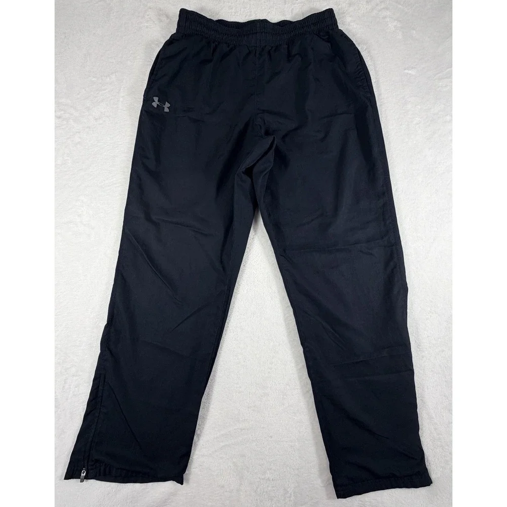 Under Armour Mens Sz L‎ Black Woven Vital Workout Pants Pockets Ankle Mesh Lined